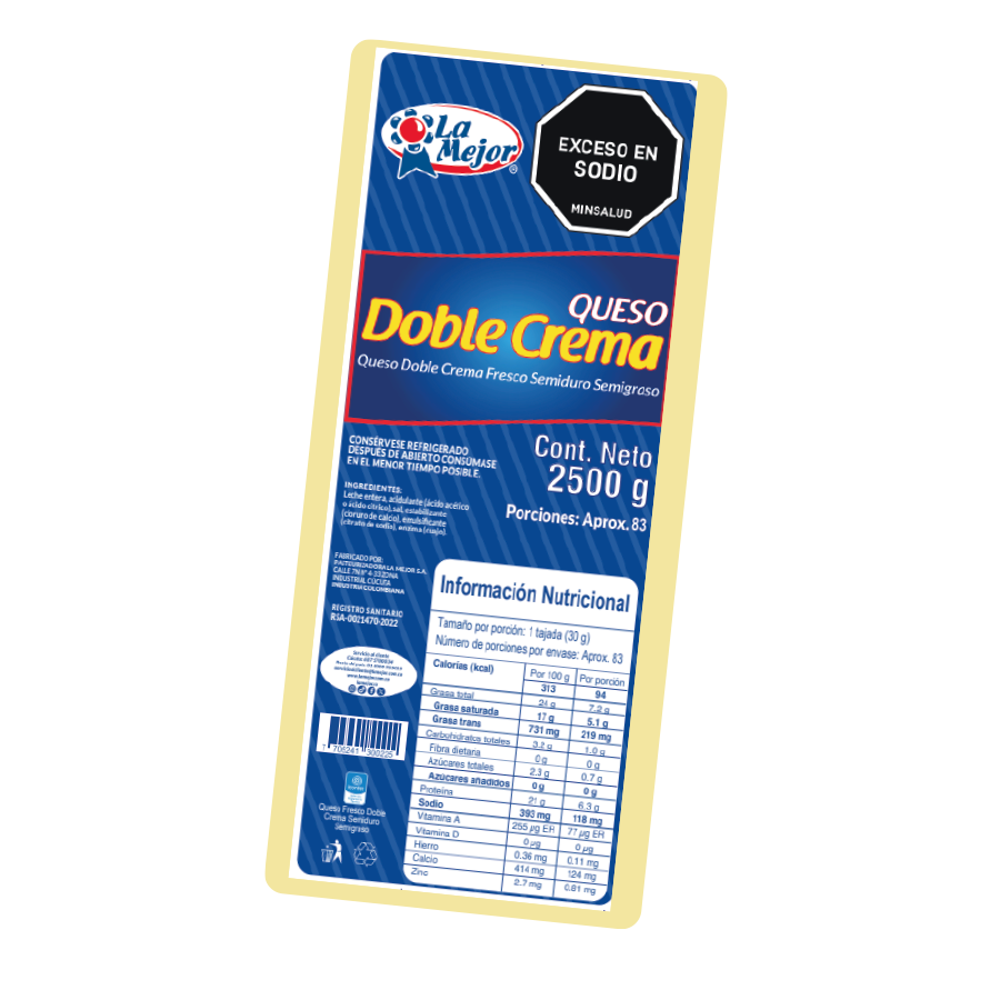 Queso Doble Crema 2500 gr