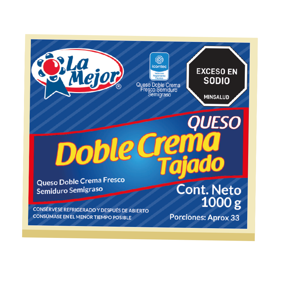 Queso Doble Crema Tajado 1000 gr